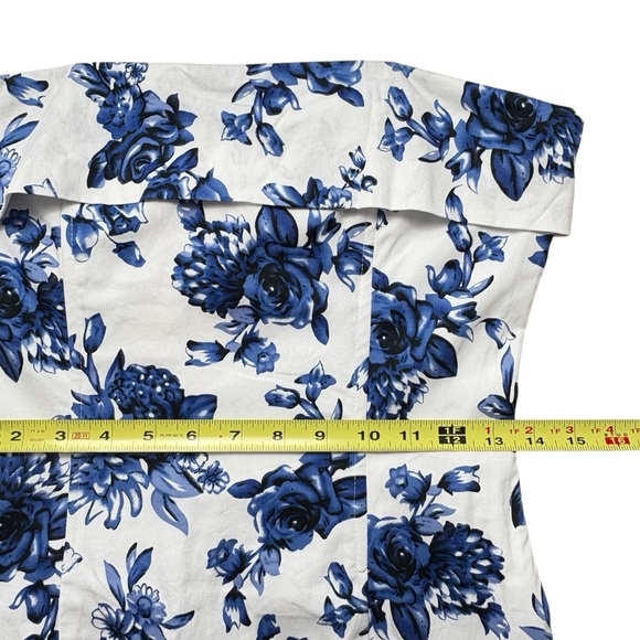 NWT MABLE Strapless Floral Midi Dress Size M (4/6) Blue White Lined Back Zip - Picture 9 of 14